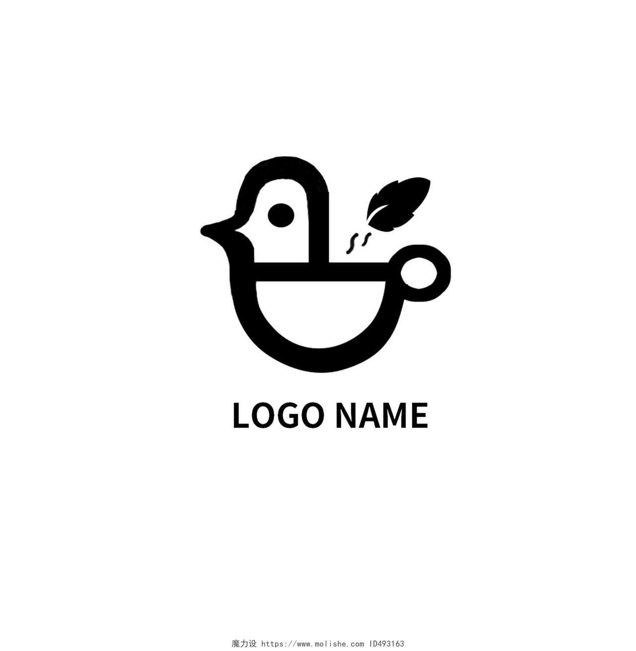 白色背景黑色标志logoname有趣可爱食品logo